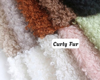 Soft Curly Faux Fur for Stuffed Animal, Teddy Bear, Doll Hair, Curly Lamb Sheep Fleece Fabric  B09