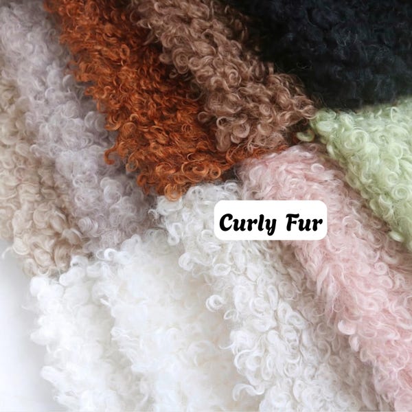 Soft Curly Faux Fur for Stuffed Animal, Teddy Bear, Doll Hair, Curly Lamb Sheep Fleece Fabric  B09