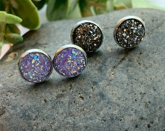 Geode Stud Earrings- Resin/ Customizable