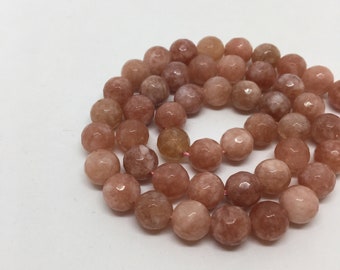 Sun Stone stones - faceted round pink - 8mm