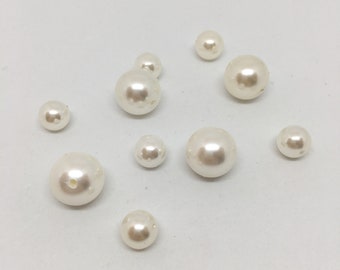 Perles nacre en vrac - rond blanc - 12mm et 8mm