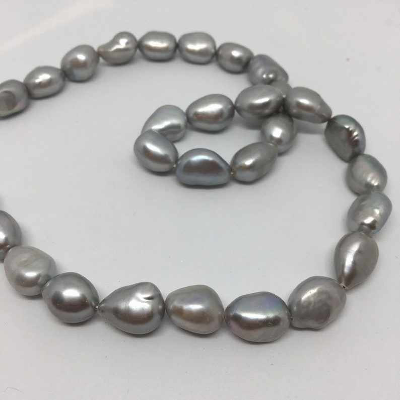 10mm Grey freshwater pearls smooth shiny