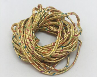 Yellow Satin Cord with Colored Wire - 3mm by 5m
