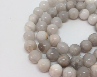 Agate stones - Smooth marbled white - 6mm