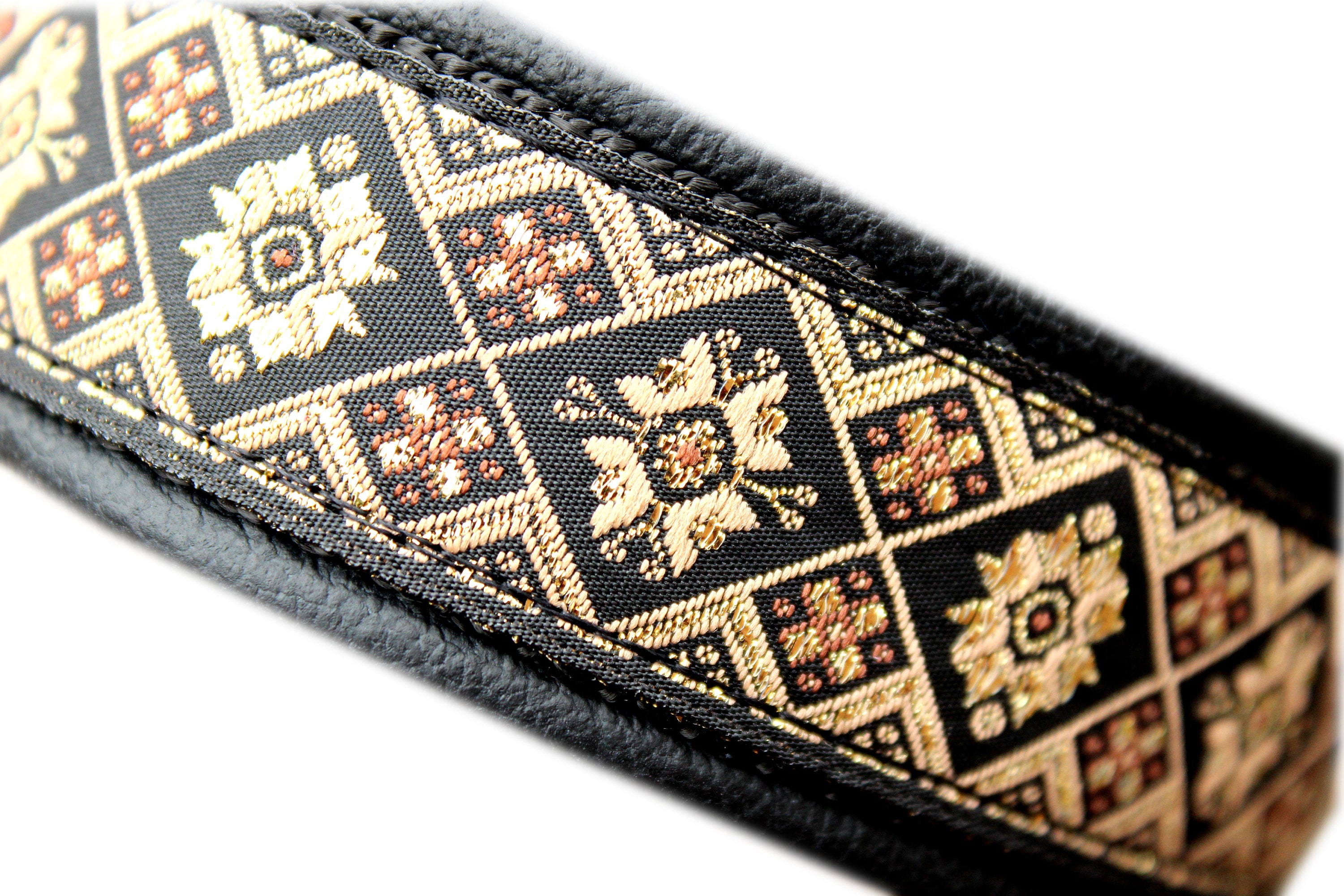 Black Leather Dog Collar, Martingale Limited Slip, Hardware Brass, Design your own