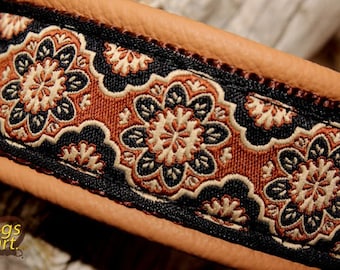 Brown Dog Collar Leather, Custom Collar, Brass Martingale Limited Slip, Zugstopp, Design your own