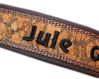 Martingale Collar with Name and Phonenumber, Cork Leather, Martingale Limited Slip, Sparkly Gold, Design your own dogsartcollars