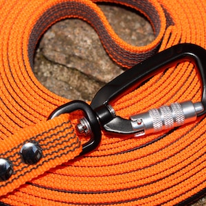 Rubber Grip Training Dog Leash, Schutzhund, Tracking, SAR, Working Lead, Mantrailing, Twist Lock Carabiner