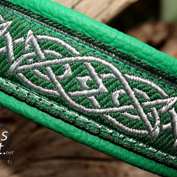 Irish Dog Collar Leather, Celtic Knot, Adjustable with Buckle Metal, Design your own