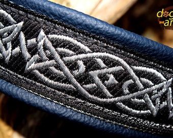 Viking Dog Collar Celtic Knot, Custom Leather Collar with Buckle, Design your own