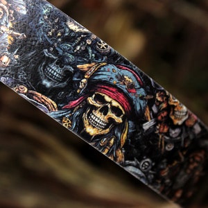 Printed Biothane Dog Collar, Pirates and Skulls, Martingale, Limited Slip, Hardware antique Brass or Stainless Steel