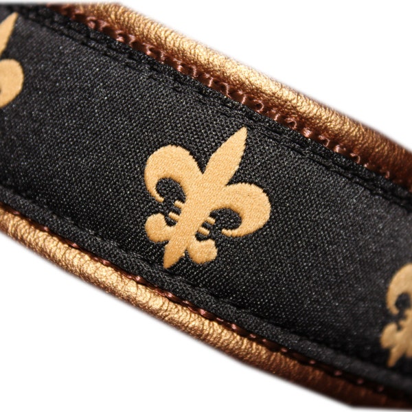 Fleur de Lis Dog Collar Leather, Brass Martingale Limited Slip, Dog Lover Gift, Design your own