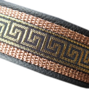 Greek Key Hundehalsband Leder, Schwarz und Gold, Martingale Limited Slip, Gestalte Dein eigenes