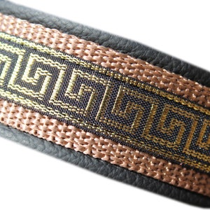 Greek Key Dog Collar Leather, Black and Gold, Martingale Limited Slip, Design your own