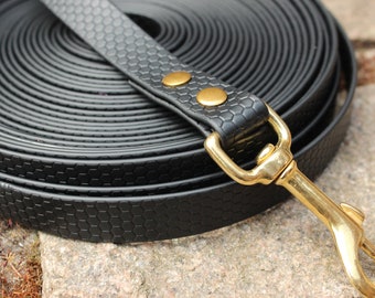 Long Dog Leash Waterproof, Hexa 16 mm, Tracking, SAR, IGP, Schutzhund, Mantrailing, Stainless Steel or Brass, many colors available