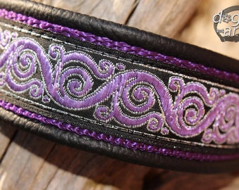 Purple Dog Collar, Leather, adjustable with quick release Buckle, Design your own dogsartcollar