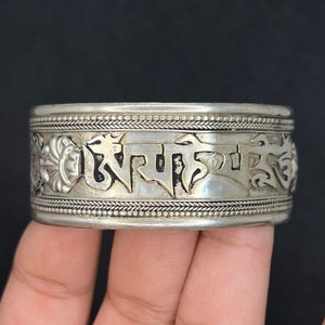 White Metal Buddhist Bracelet | Tibetan Bracelet | Wrist Bracelet | White Metal Bracelet