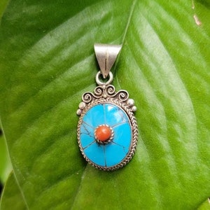 Silver torquise pendant | Silver pendant | Torquise pendant | Tibetan pendant |