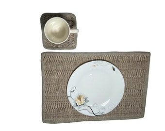 Hemp Table Placemat & Coaster Set | Handcrafted Nepal