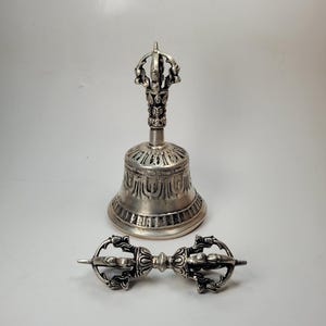 Silver plated bell and vajra | Bell and dorjee | Buddhist bell & vajraa |