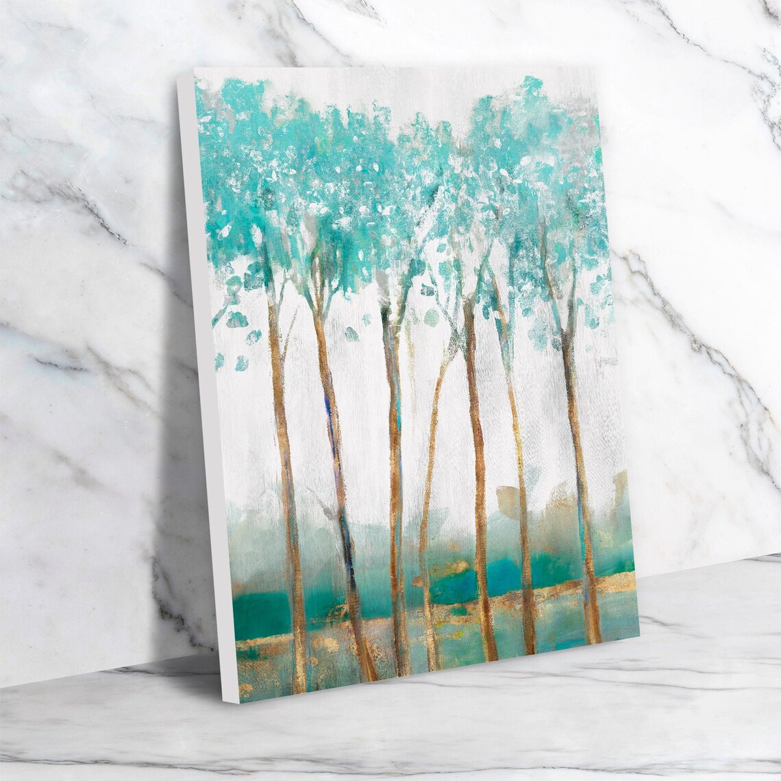 Blue Tree Canvas Impressionist Style Paining Treescape Etsy