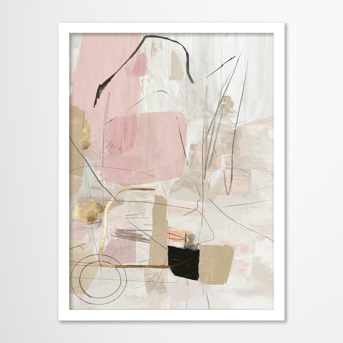 Pink and Black Painting Modern Abstract Art Etsy