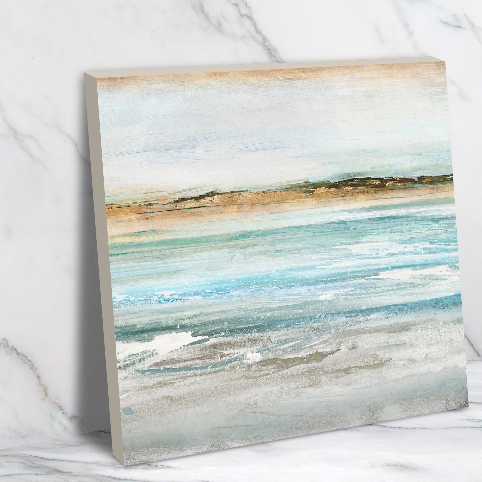 Ocean Waves Landscape Painting Watercolor Beach Canvas - Etsy