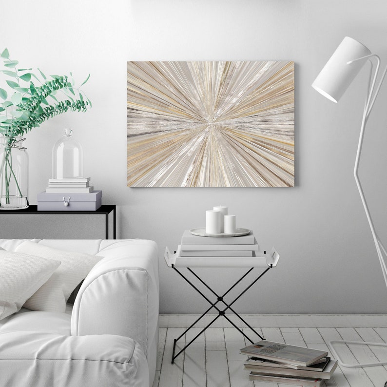 Starburst Abstract Canvas Modern Abstract Art Gray and Etsy