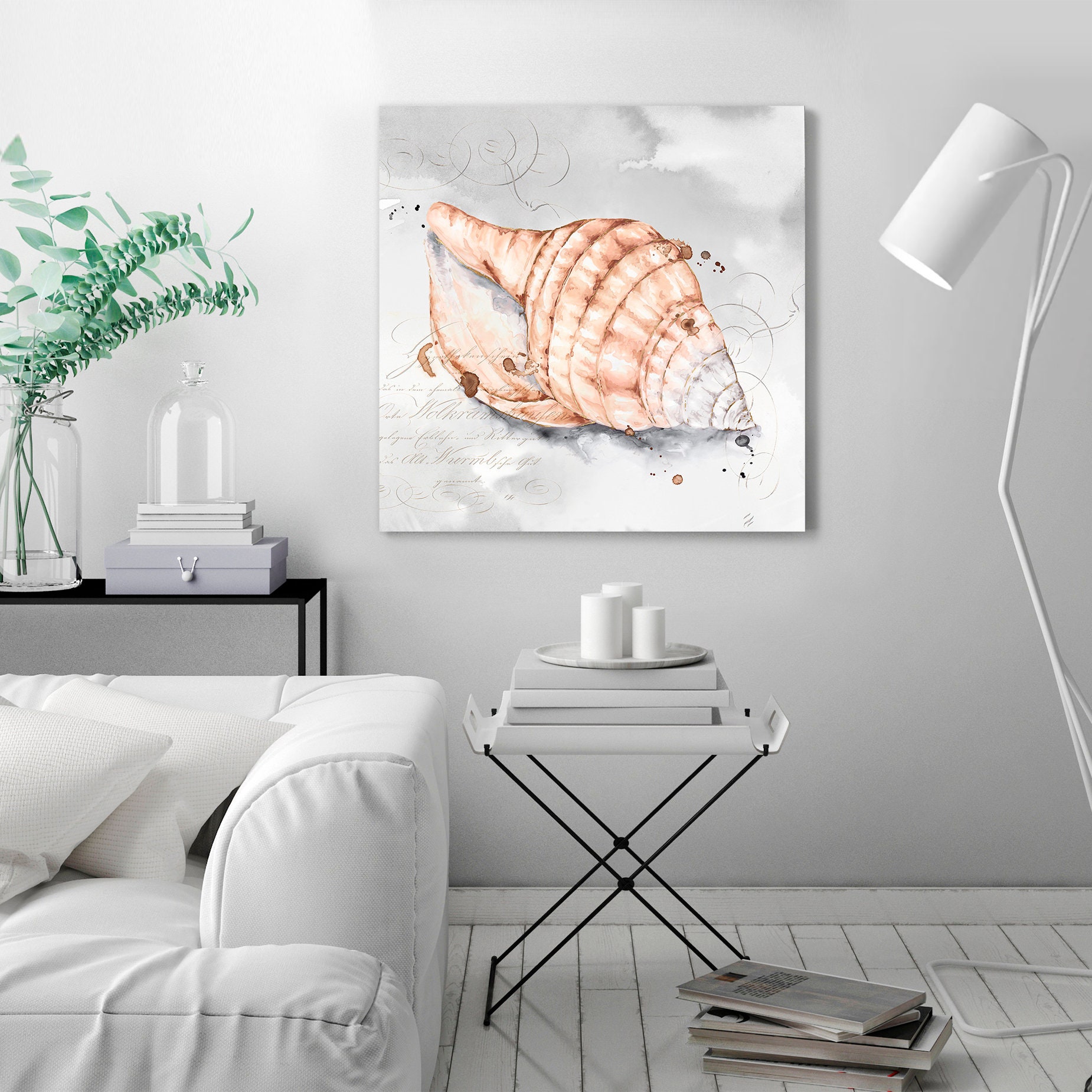 Sea Shell Art Canvas Beach Wall Art Coastal Painting Etsy