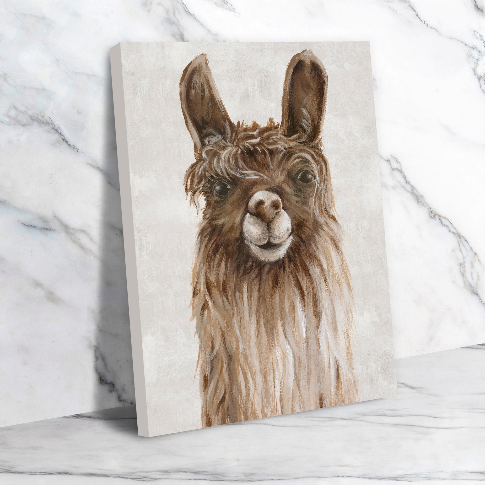 Alpaca Wall Art Canvas Modern Alpaca Art Alpaca Painting Etsy