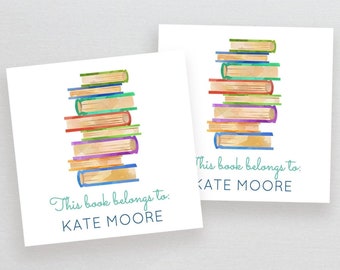 Printable bookplate sticker | Watercolor Books Sticker | printable teacher gift | book label | editable book sticker | This book belongs to