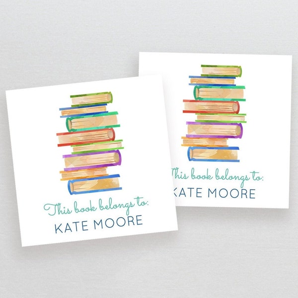 Printable bookplate sticker | Watercolor Books Sticker | printable teacher gift | book label | editable book sticker | This book belongs to