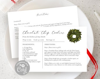 Editable Recipe Card, Simple Recipe Card, 4x6 Cookie Exchange Printable, Baking Editable Template, Recipe Exchange, Whisk Recipe Card 017 RC