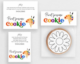 Printable Paint Your Own Cookie Bag Topper Template, Simple PYO Cookie Instructions, Kids Party Activity #958CP PYO