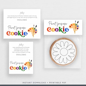 Printable Paint Your Own Cookie Bag Topper Template, Simple PYO Cookie Instructions, Kids Party Activity #958CP PYO