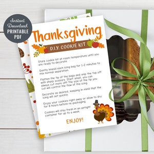 Printable DIY Cookie Kit Instructions | Turkey Thanksgiving Cookie Instructions | Thanksgiving Kids Activity  #909CP TG 906