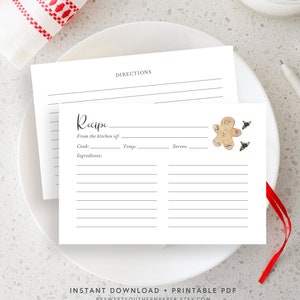 Printable Christmas Recipe Card, Cookie Exchange Recipe Card, Red and Green Recipe Insert #46RC CHR