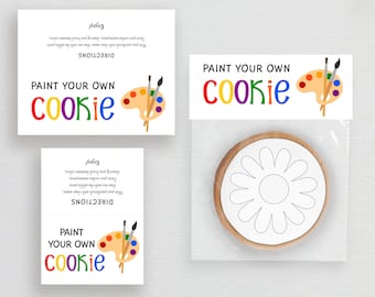 Printable Paint Your Own Cookie Bag Topper, PYO Cookie Bag Topper, Simple Favor Bag Topper, Artist Theme #944CP CHR PYO