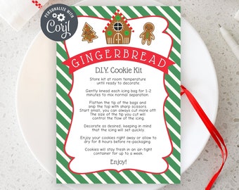 Editable Gingerbread DIY Cookie Kit Instructions Template, Christmas Cookie Instructions, Gingerbread House Kids Activity #942CP CHR