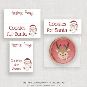 Biscotti stampabili per topper per borsa di Babbo Natale, topper per borsa per biscotti di Natale, etichetta per biscotti, favore di scambio di biscotti, regalo di biscotti per Natale #46CP CHR