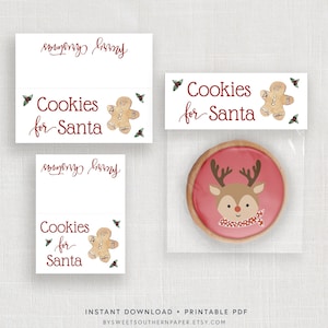 Biscotti stampabili per topper per borsa di Babbo Natale, topper per borsa per biscotti di Natale, etichetta per biscotti, favore di scambio di biscotti, regalo di biscotti per Natale #46CP CHR