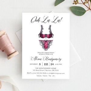 Lingerie Shower Ooh La La Bridal Shower Invitation, Editable, Printable Lingerie Wedding Shower Template, Panty Bridal Brunch, 134BS