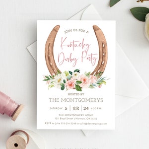 Kentucky Derby Party Invitation, Editable Derby Party InviteS, Printed Derby Party Invite, Derby Horse Bridal Shower Invitation, DERBY1