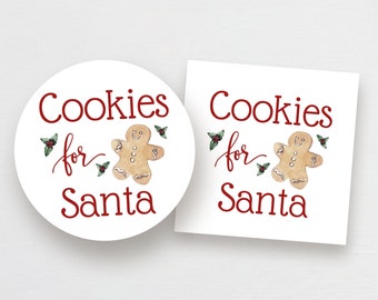 Cookies for Santa Tag or Sticker, Printable Santa Cookie Tag, Gingerbread Cookie Tag, Cookie Exchange Tag, DIY Cookie Kit Tag Gift #46CP CHR