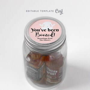 Imprimible Te han emborrachado Regalo para Halloween / Plantilla editable / Bar en un frasco Regalo de bebida para adultos, Regalo de tarro de masón, Naranja Negro Rosa #BIJ