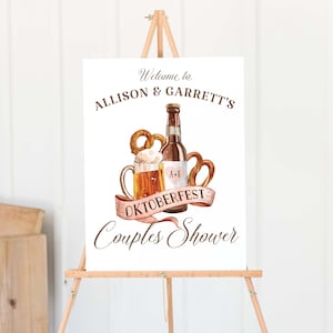 Oktoberfest Parejas Ducha Signo de Bienvenida / Plantilla Editable, Imprimible / Ducha de Parejas de Cervecería de Otoño, Cervezas Antes de I Dos Ducha, #100 BS