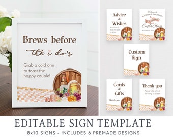 Oktoberfest Couples Shower Editable Signs | Editable Template | Fall Brews before I Dos Shower Printable | Brewery Couples Shower, #100 BS