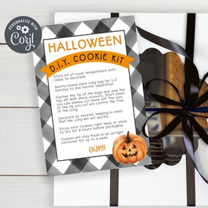 Editable Halloween Cookie Kit Instructions | Corjl | Halloween DIY Cookie Kit, Cookie Gift, Birthday Party Favor Halloween Party #035CP HW