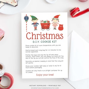 Printable Christmas DIY Cookie Kit Instructions | Elf Cookie Instructions | Christmas Kids Activity #910-CP CHR