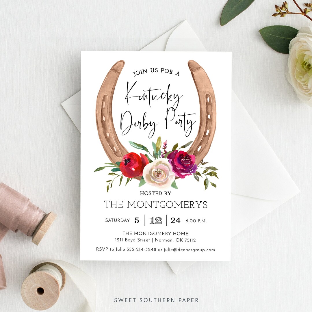 Kentucky Derby Party Invitation, Editable Derby Party Invites, Printed